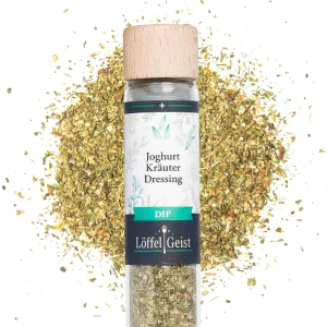 Joghurt Kräuter Dressing Dip im Reagenzglas